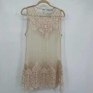 Womens Fairy Tunic Top Size L Ethereal Coquette Sheer Lace Romantic Soft Dreamy